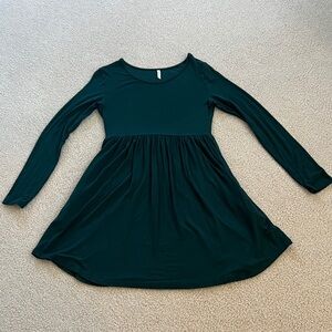 Chic Dark Green Long Sleeve Mini Dress